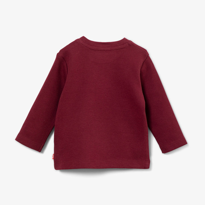 חולצת וופל ארוכה צבע בורדו