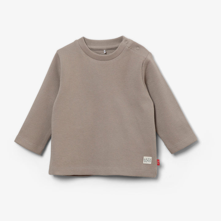 חולצת וופל ארוכה צבע מוקה