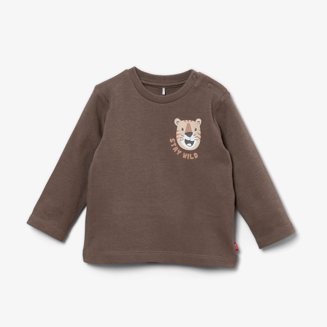 חולצה חומה ארוכה עם הדפס