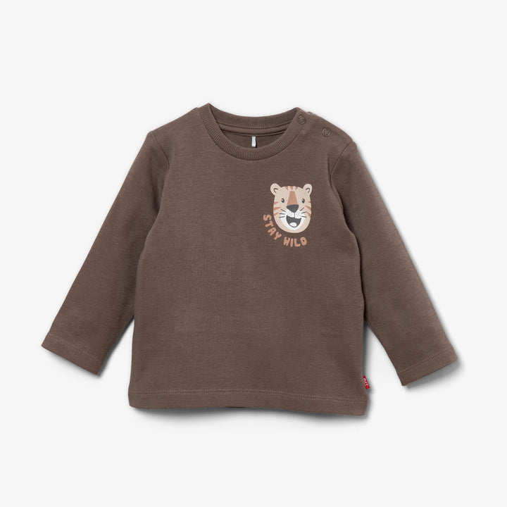 חולצה חומה ארוכה עם הדפס