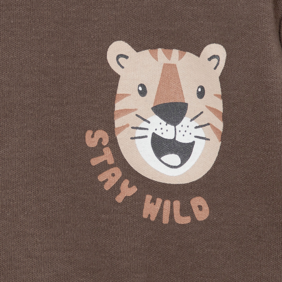 חולצה חומה ארוכה עם הדפס