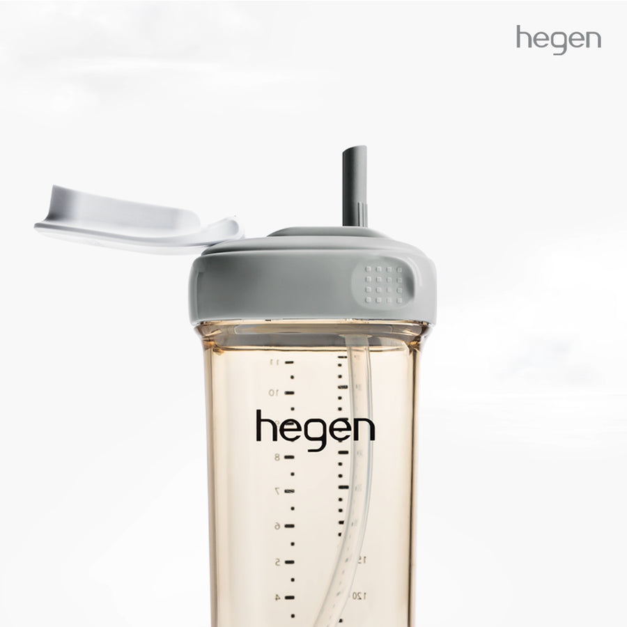 בקבוק שתייה אפור עם קשית 330 מל