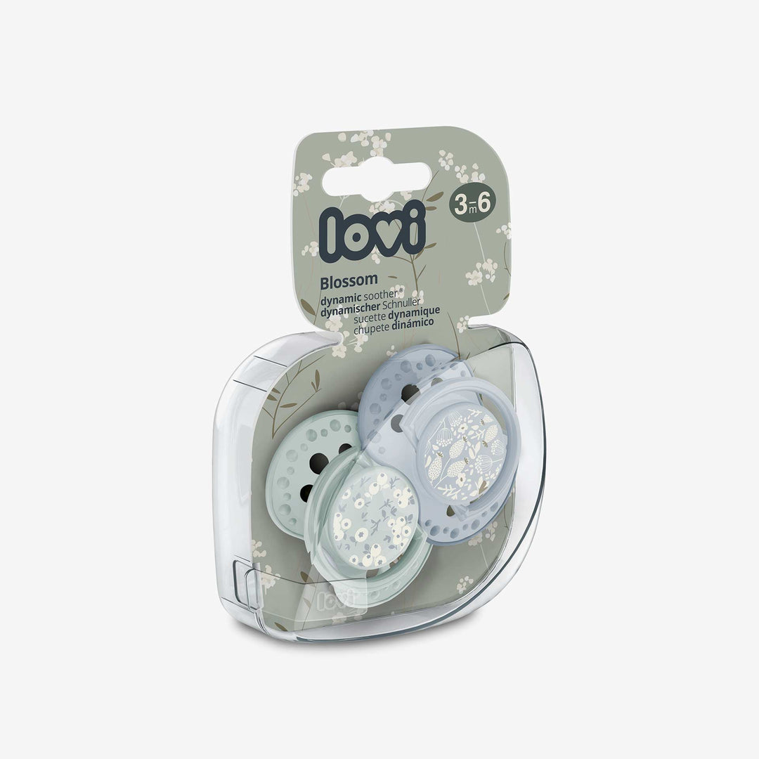 זוג מוצצי סיליקון פריחת אביב 3-6 כחול