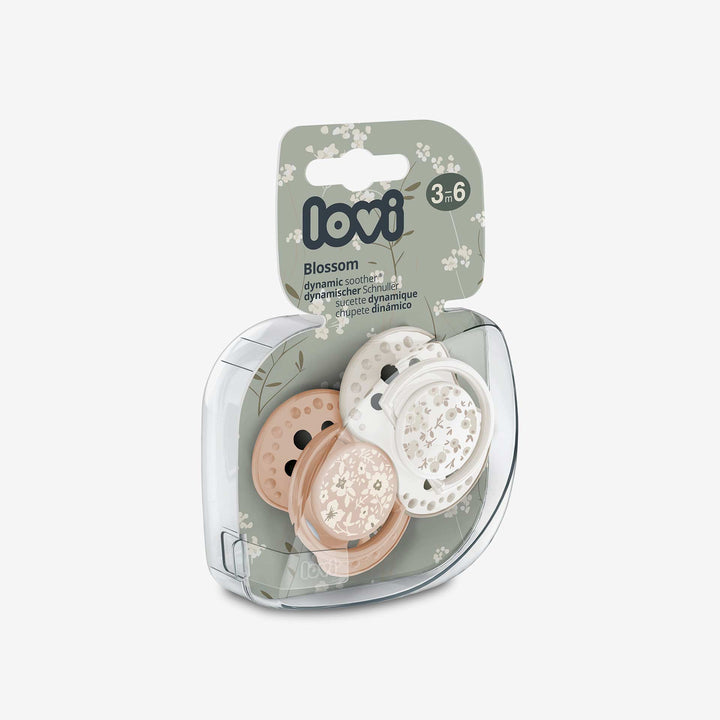 זוג מוצצי סיליקון פריחת אביב 3-6 שנהב