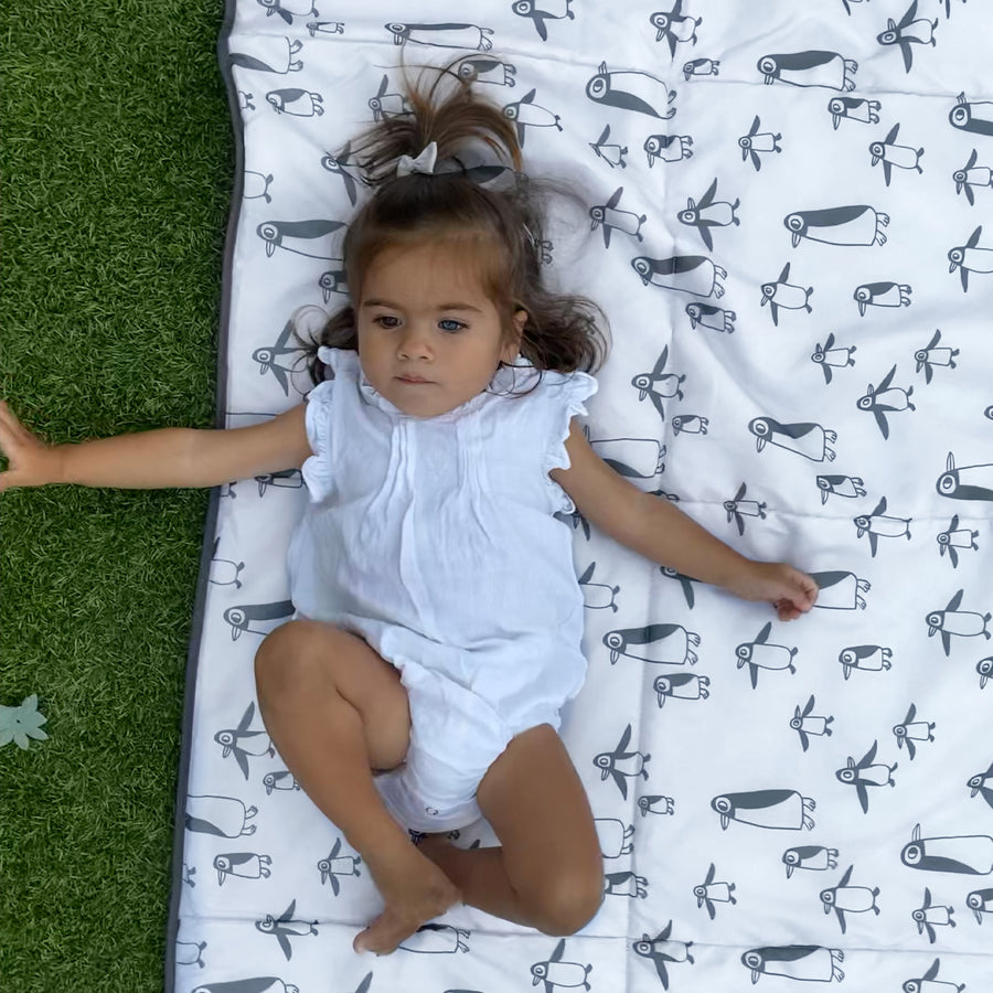 שמיכת פיקניק פינגווין בז'