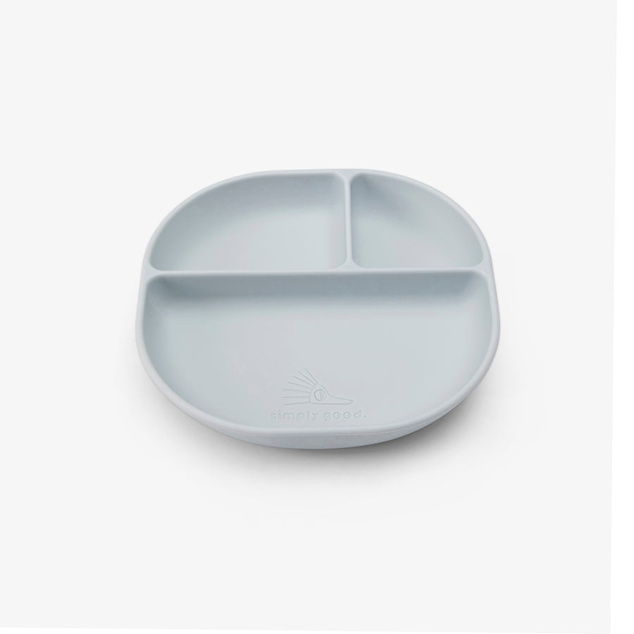 צלחת סיליקון מחולקת תכלת