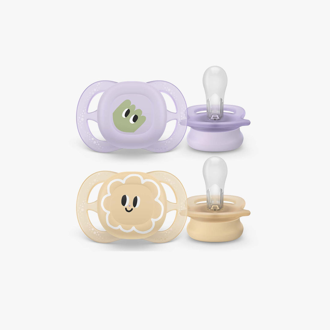 מוצץ אולטרה סטארט 0-2 לילך/צהוב דקו