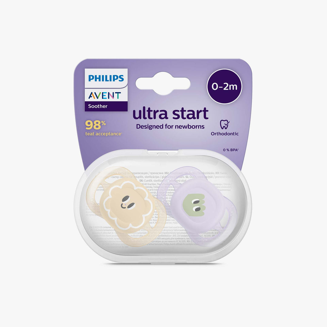 מוצץ אולטרה סטארט 0-2 לילך/צהוב דקו