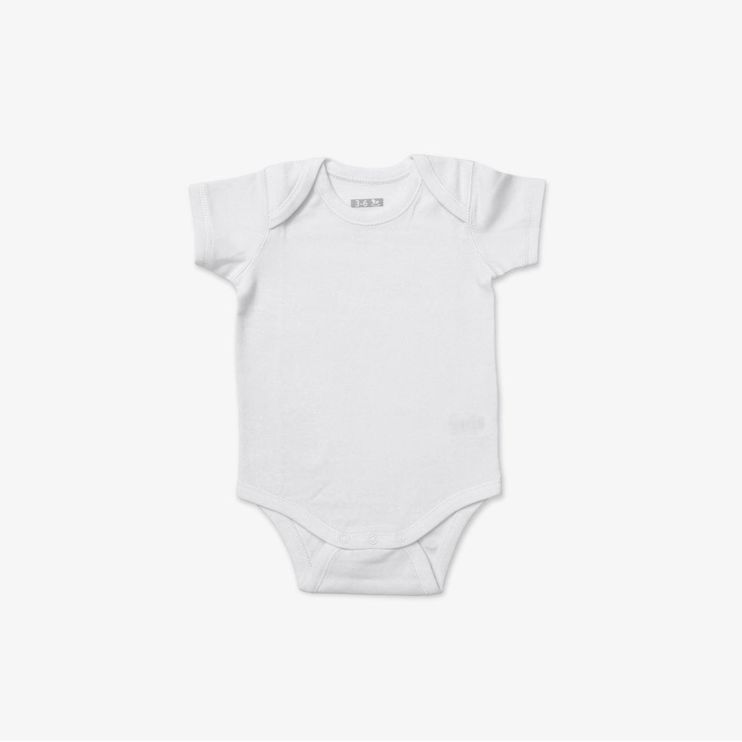 שלישיית בגדי גוף לבן שרוול קצר