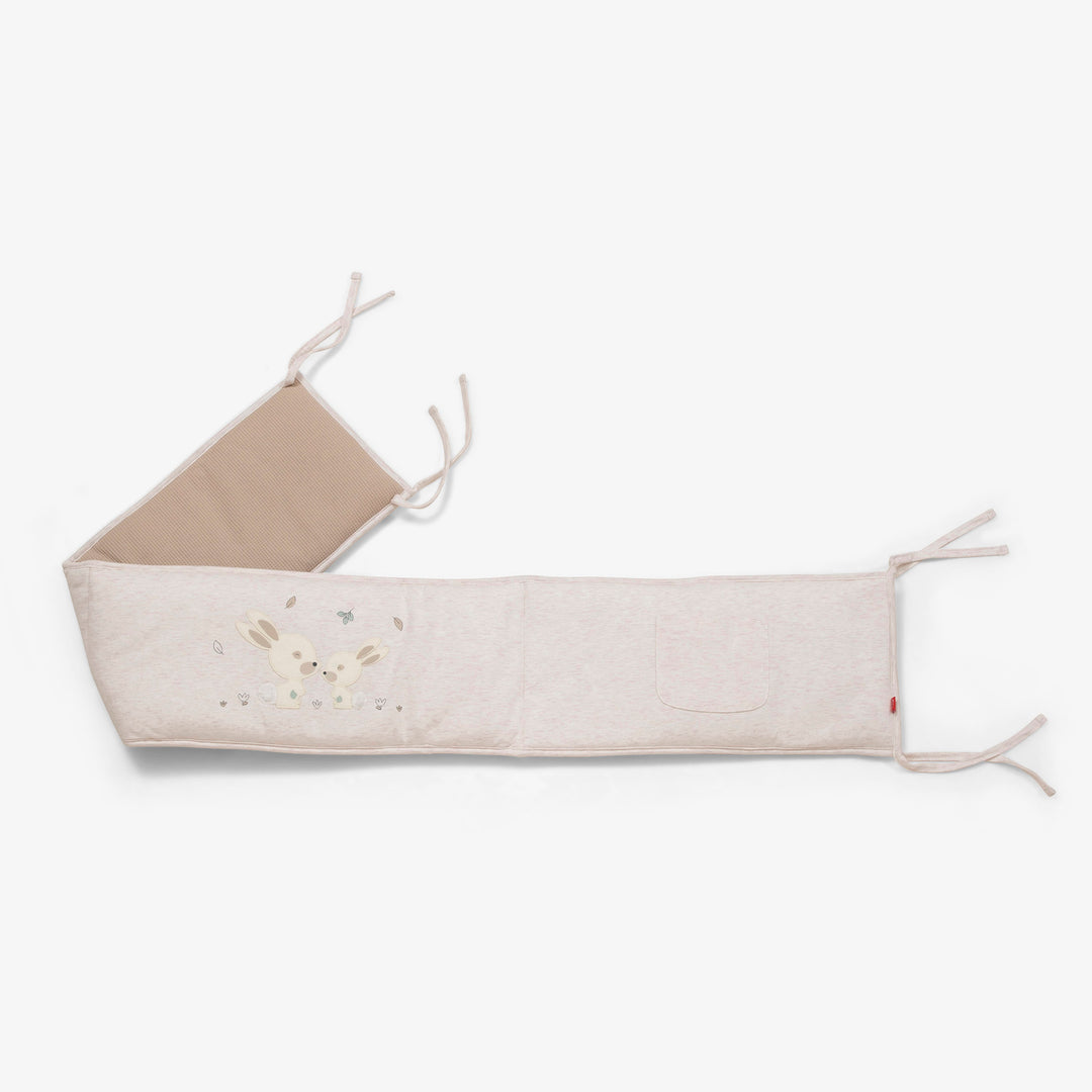 סט מצעים לעריסה ארנבים שמנת