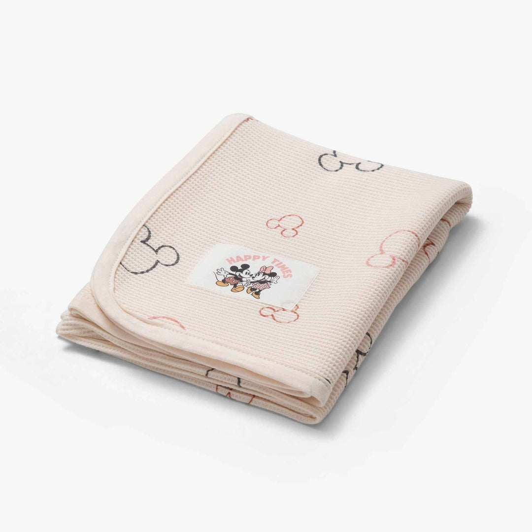 שמיכת וופל לעגלה מיקי ורוד