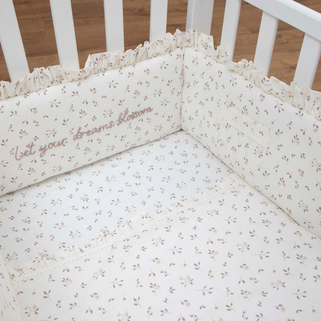 סט מצעים לעריסה פרחים