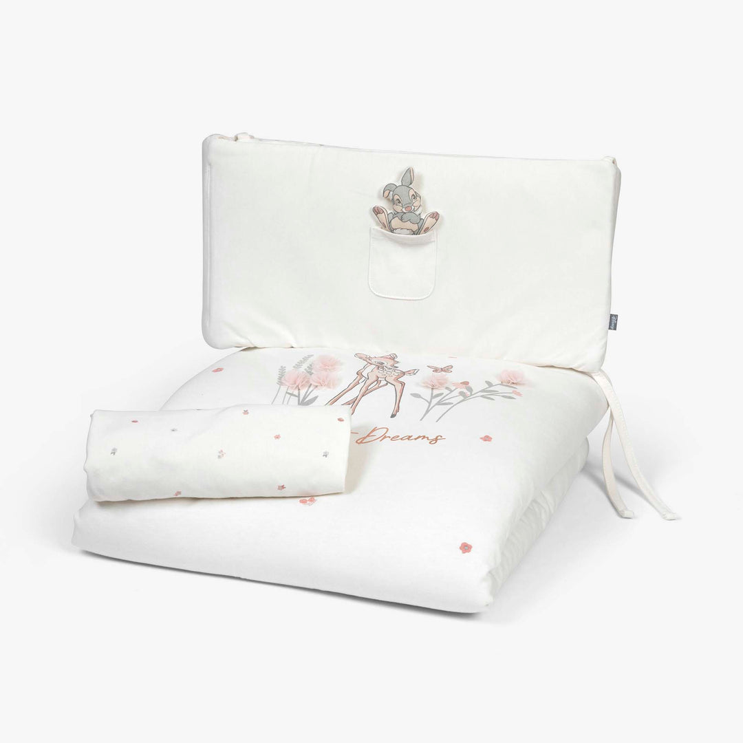 סט מצעים לעריסה במבי שמנת