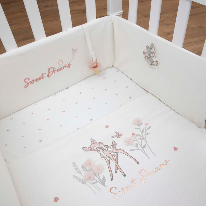 סט מצעים לעריסה במבי שמנת