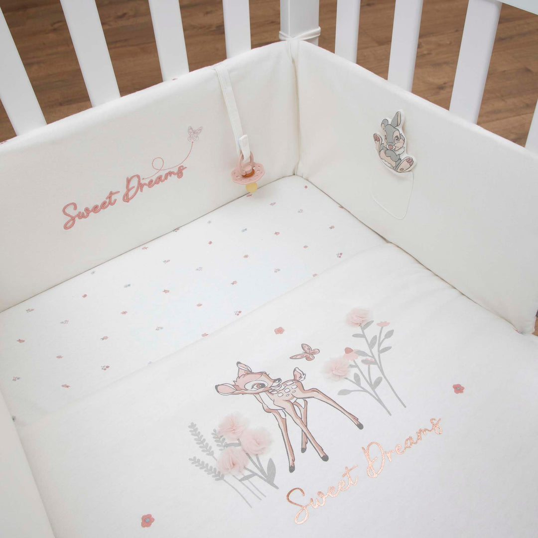 סט מצעים לעריסה במבי שמנת