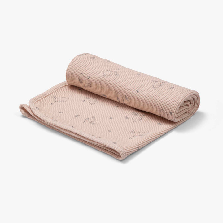 שמיכת וופל לעגלה ארנבים ורוד