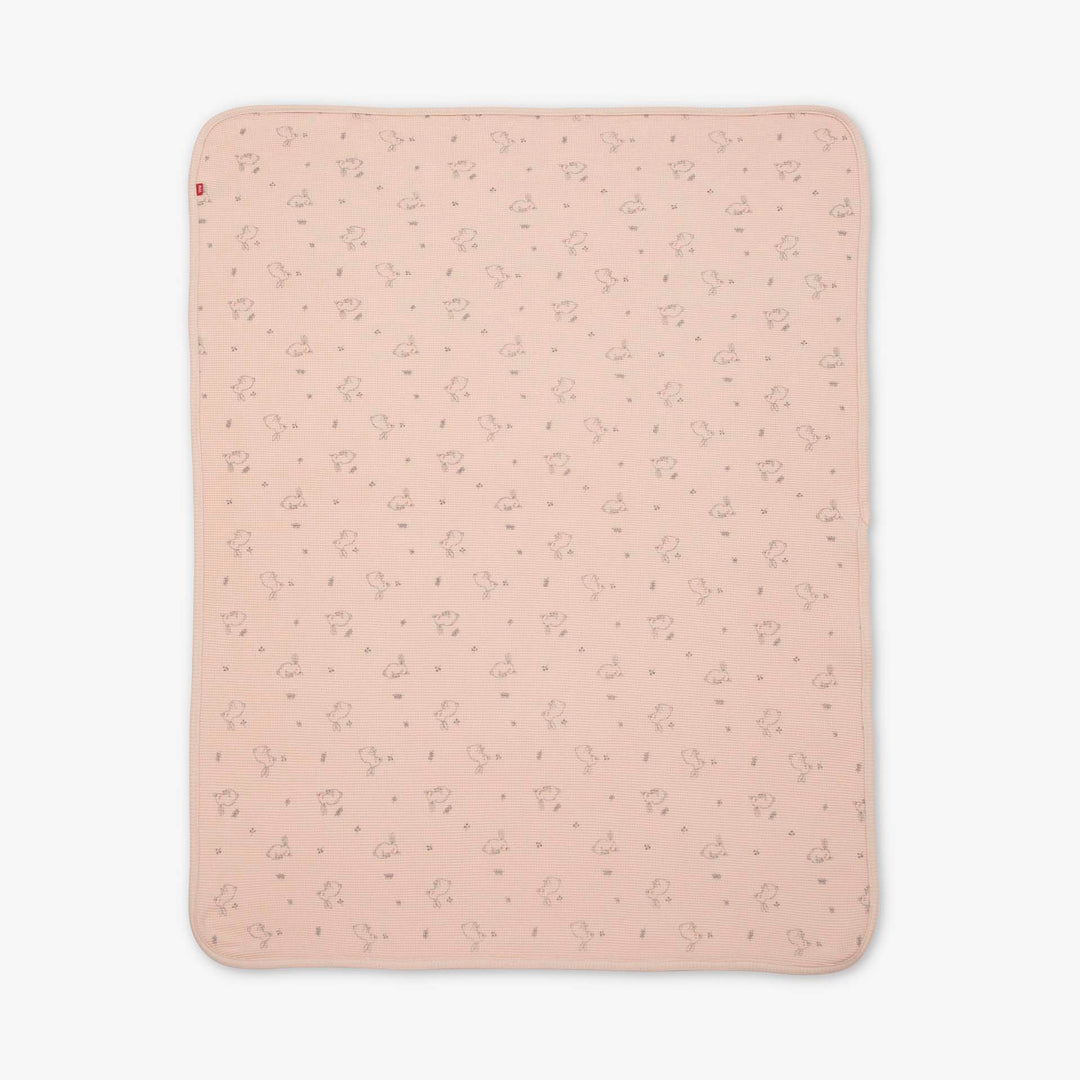 שמיכת וופל לעגלה ארנבים ורוד