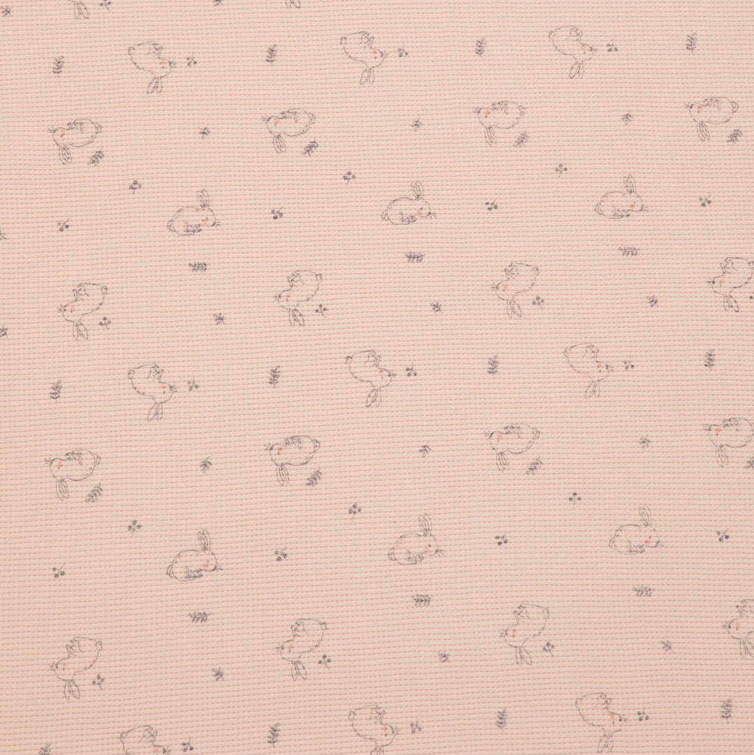 שמיכת וופל לעגלה ארנבים ורוד