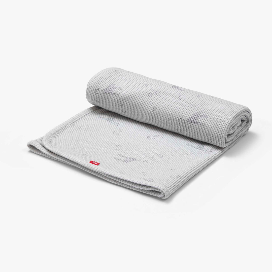 שמיכת וופל לעגלה ג'ירפות תכלת