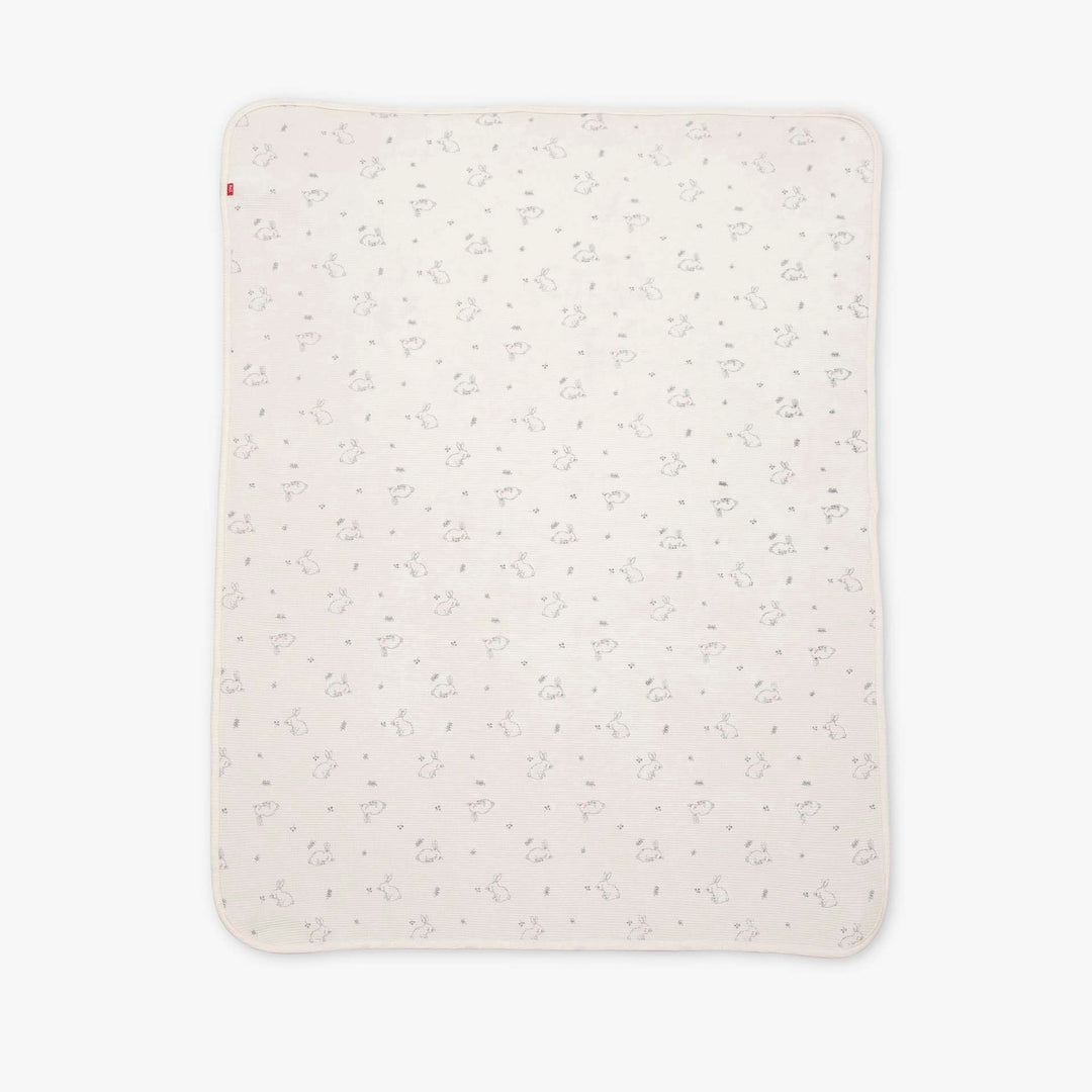 שמיכת וופל לעגלה ארנבים שמנת