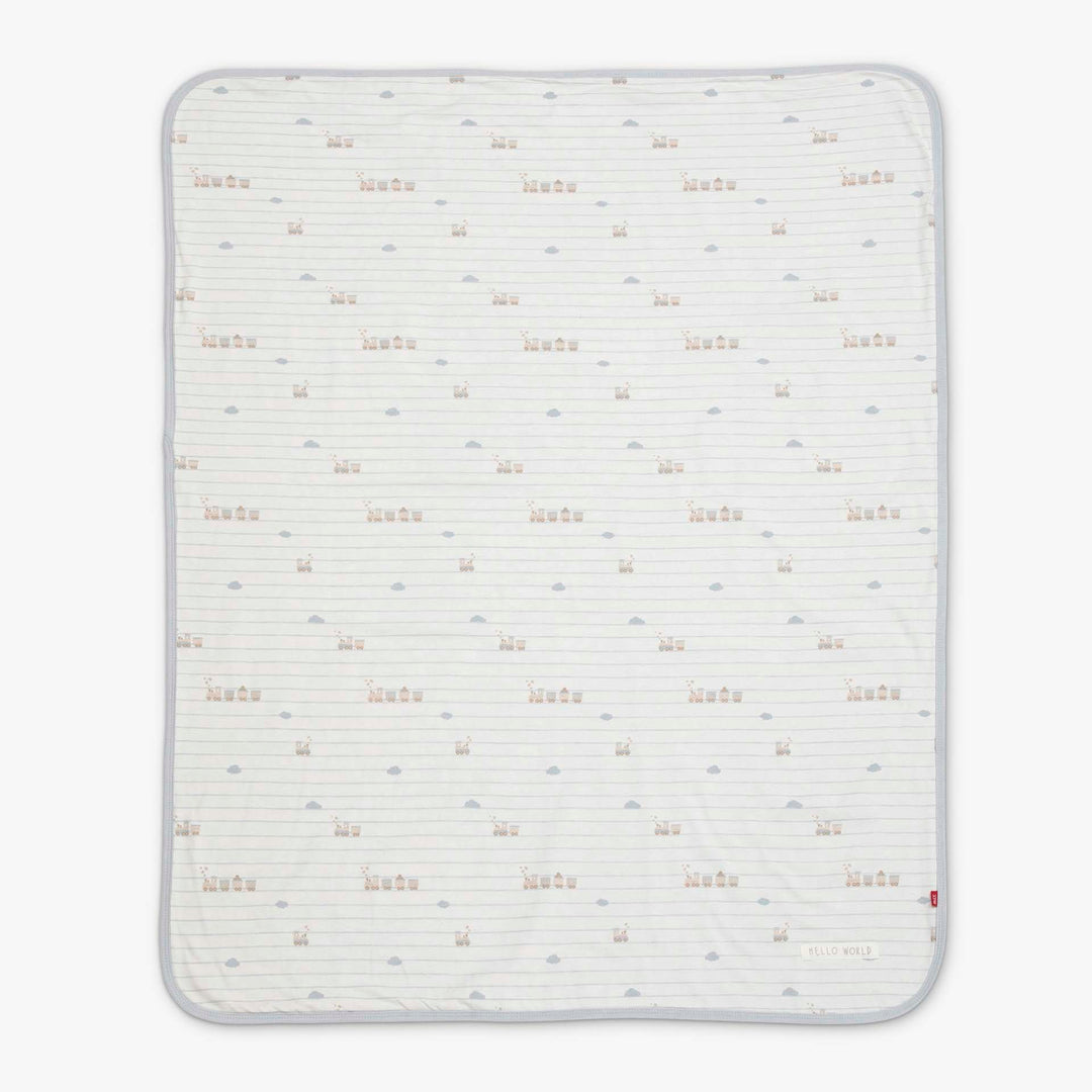 שמיכת ג'רסי לעגלה דו-צדדית רכבות