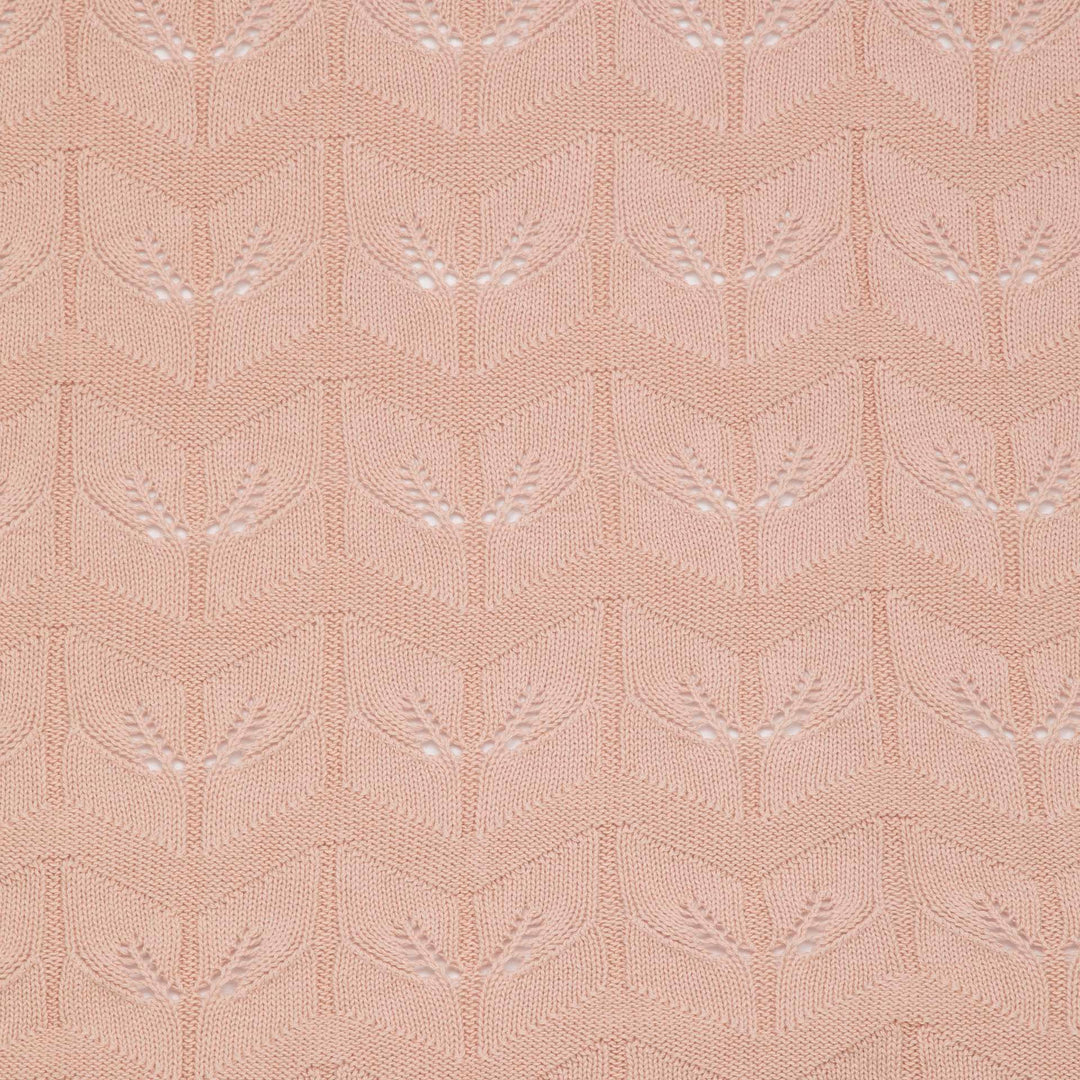 שמיכה סרוגה לעגלה עלים ורוד