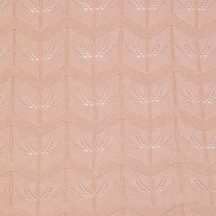 שמיכה סרוגה לעגלה עלים ורוד