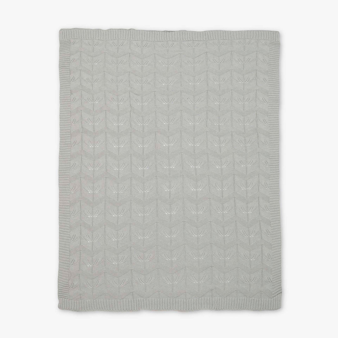 שמיכה סרוגה לעגלה עלים תכלת