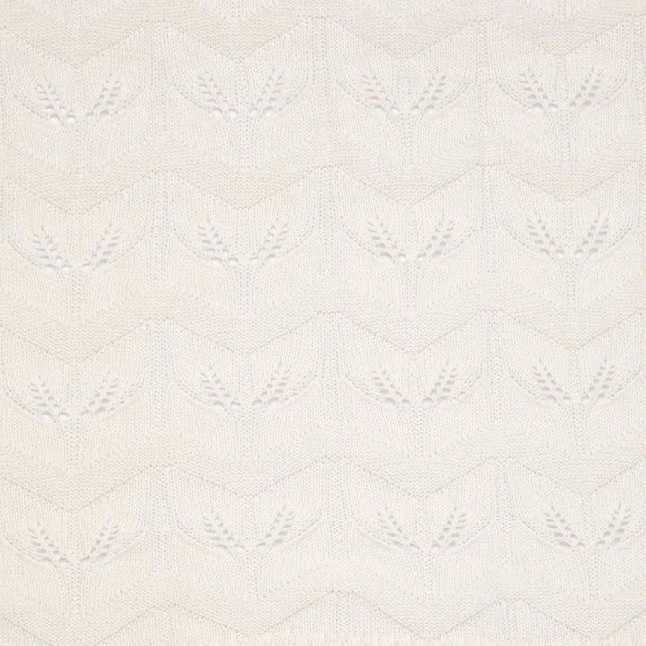 שמיכה סרוגה לעגלה עלים שמנת