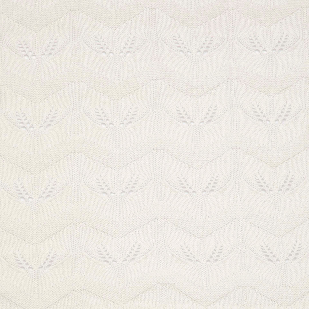 שמיכה סרוגה לעגלה עלים שמנת