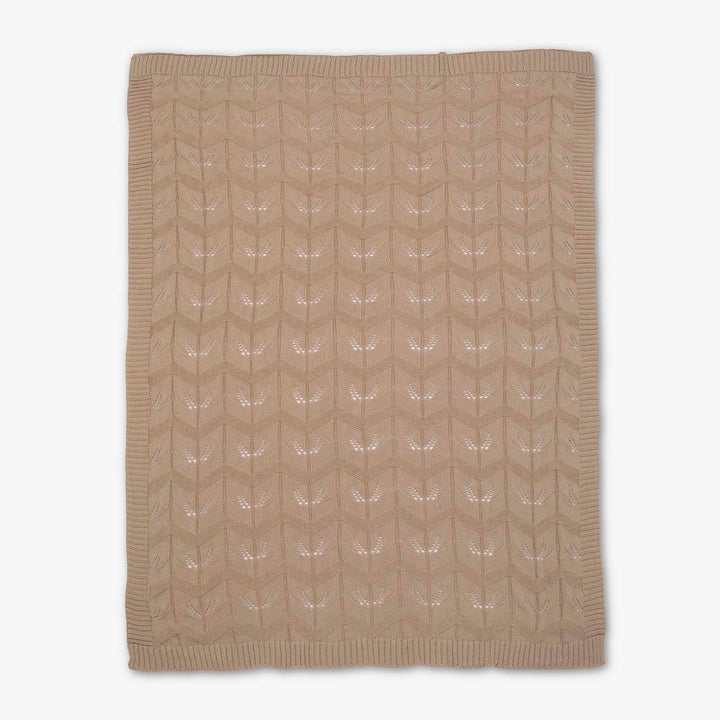 שמיכה סרוגה לעגלה עלים אבן