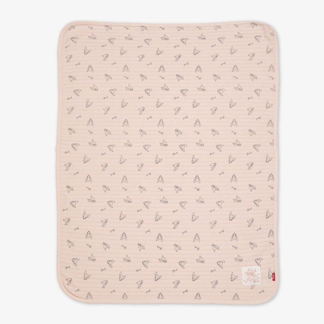 שמיכת וופל לעגלה במבי  ורוד