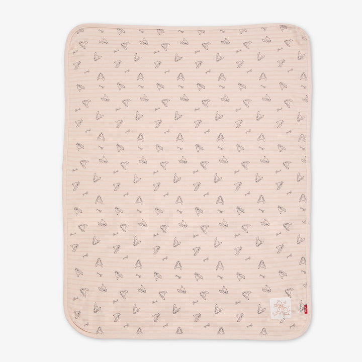 שמיכת וופל לעגלה במבי  ורוד