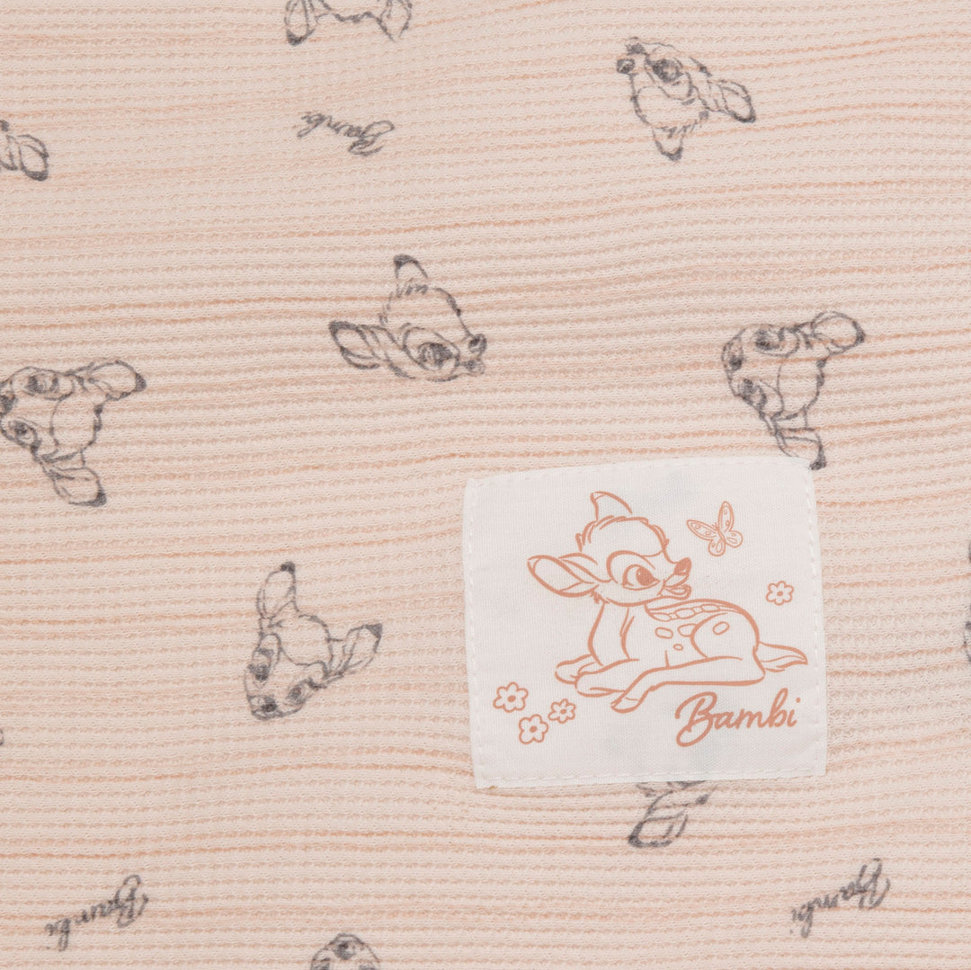 שמיכת וופל לעגלה במבי  ורוד