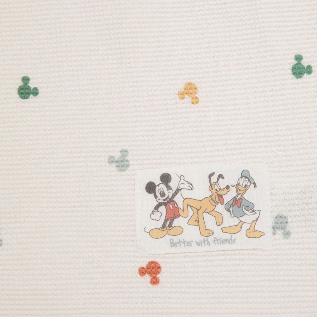 שמיכת וופל לעגלה מיקי שמנת