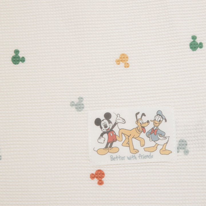 שמיכת וופל לעגלה מיקי שמנת