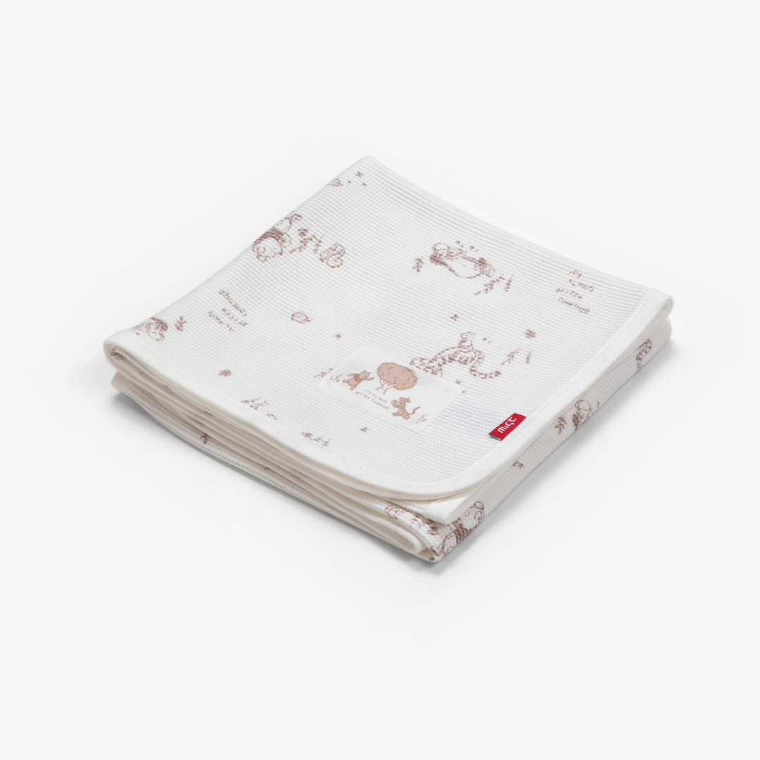 שמיכת וופל לעגלה פו הדב שמנת