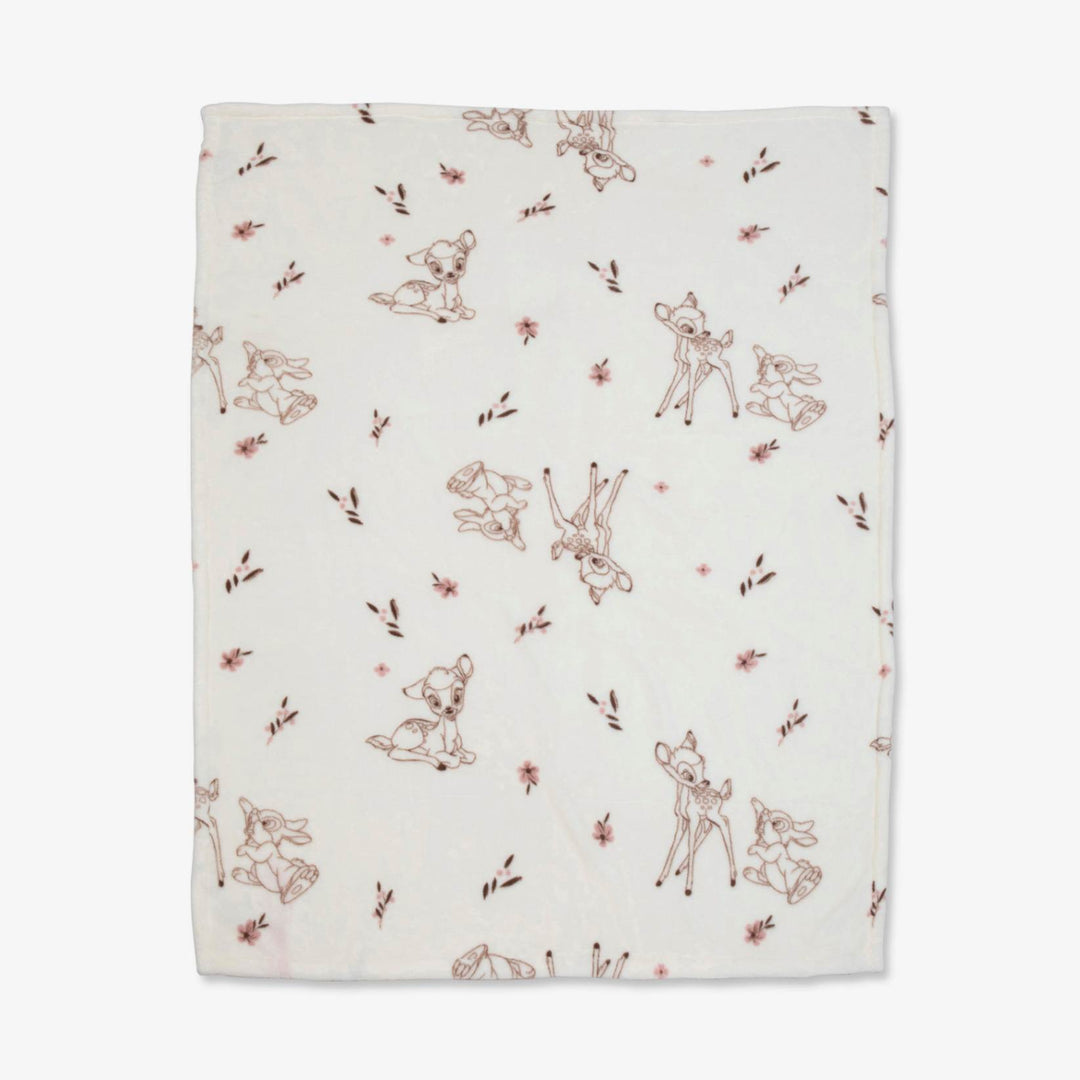 שמיכת קורל פליז למיטה במבי שמנת