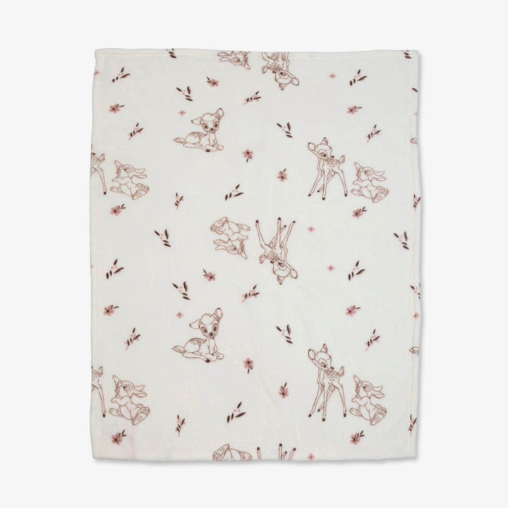 שמיכת קורל פליז למיטה במבי שמנת