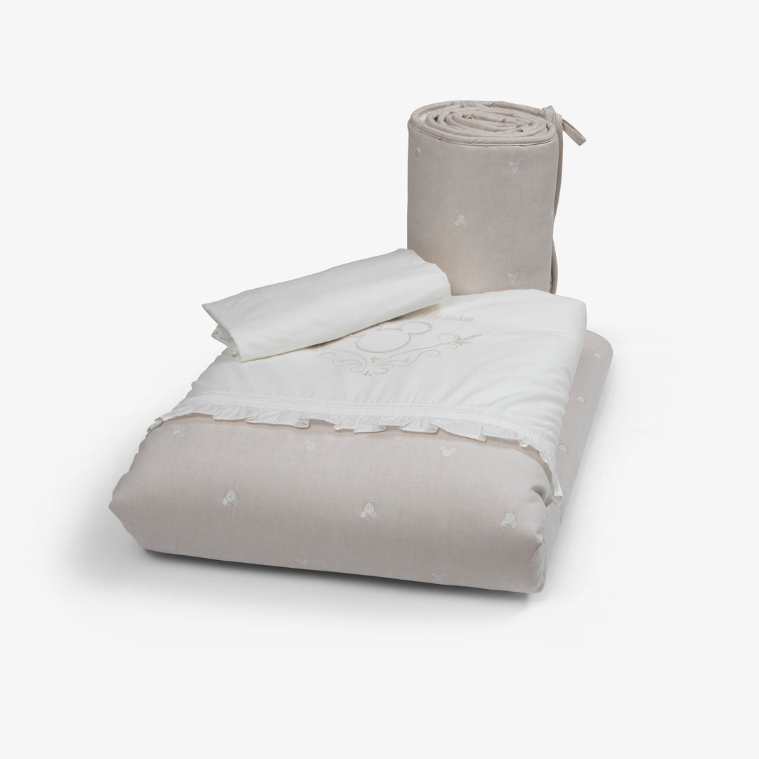 סט מצעים למיטה מיקי בז'