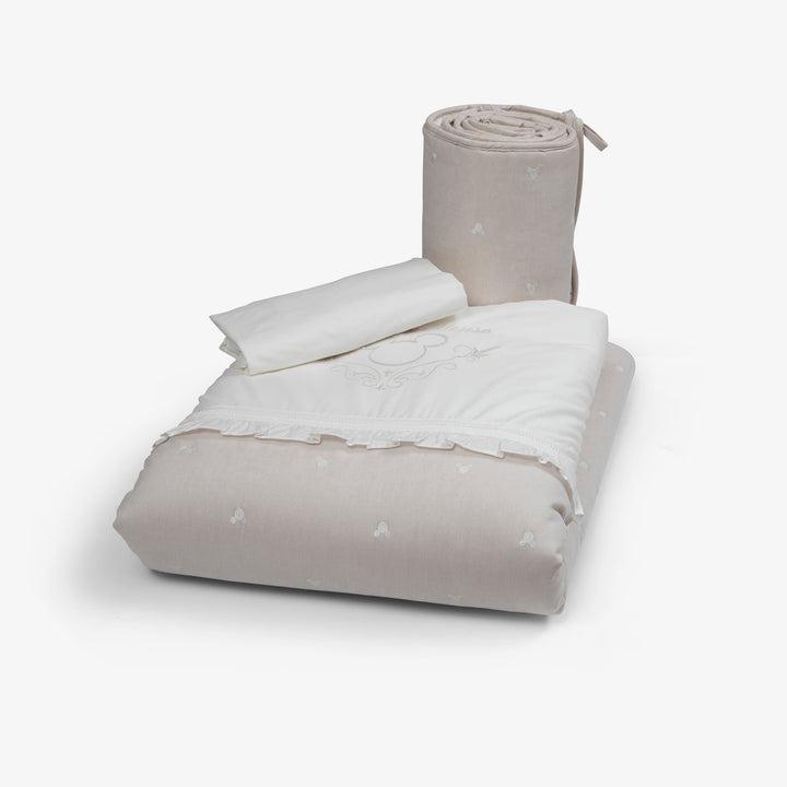 סט מצעים למיטה מיקי בז'