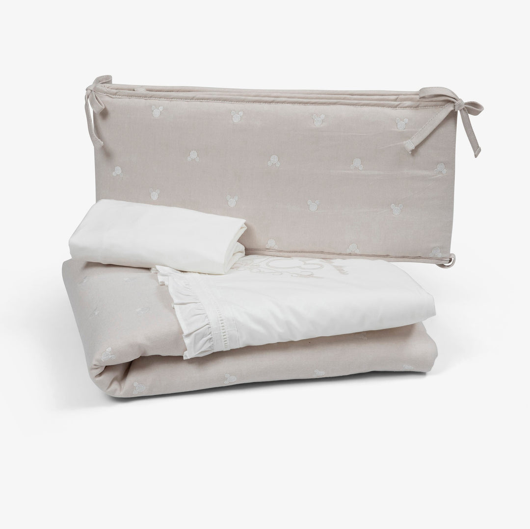 סט מצעים לעריסה מיקי בז'