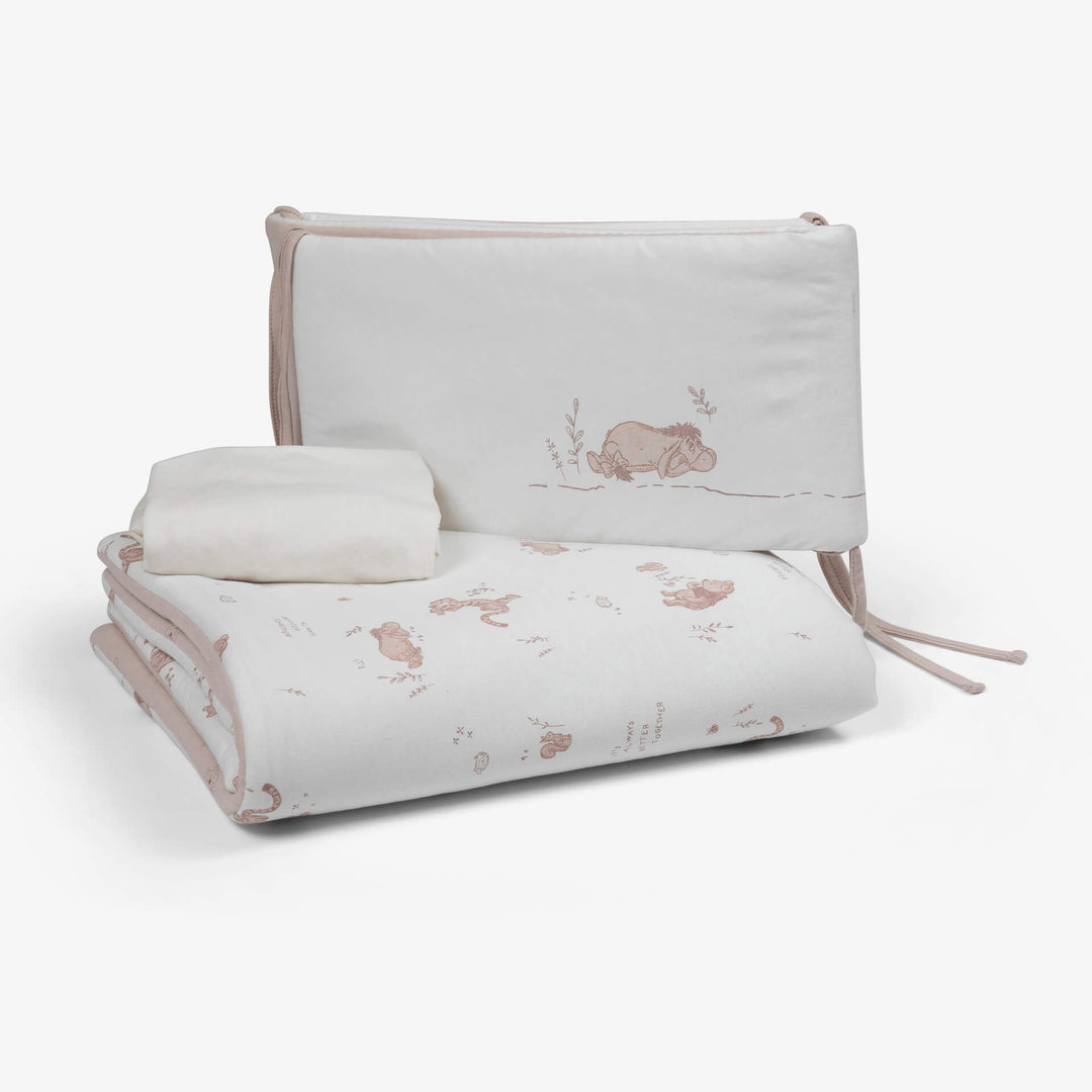 סט מצעים לעריסה פו הדב שמנת