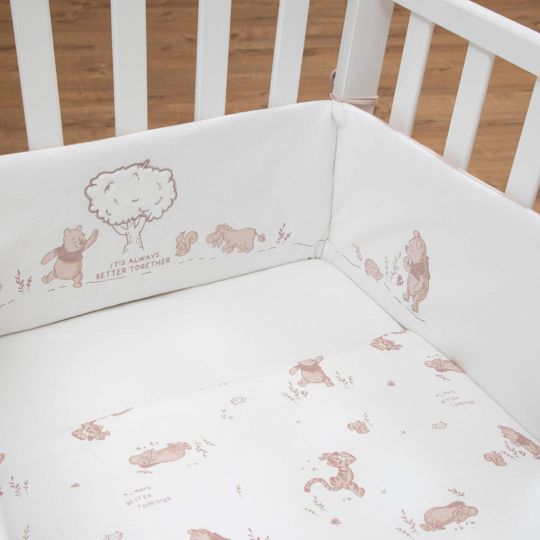 סט מצעים לעריסה פו הדב שמנת