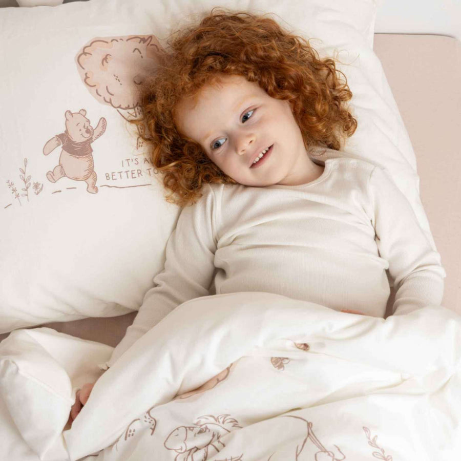 סט מצעים למיטת מעבר פו הדב שמנת