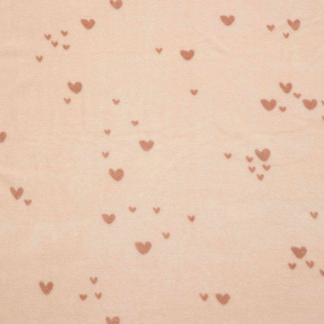 שמיכת קורל פליז לעגלה לבבות ורוד