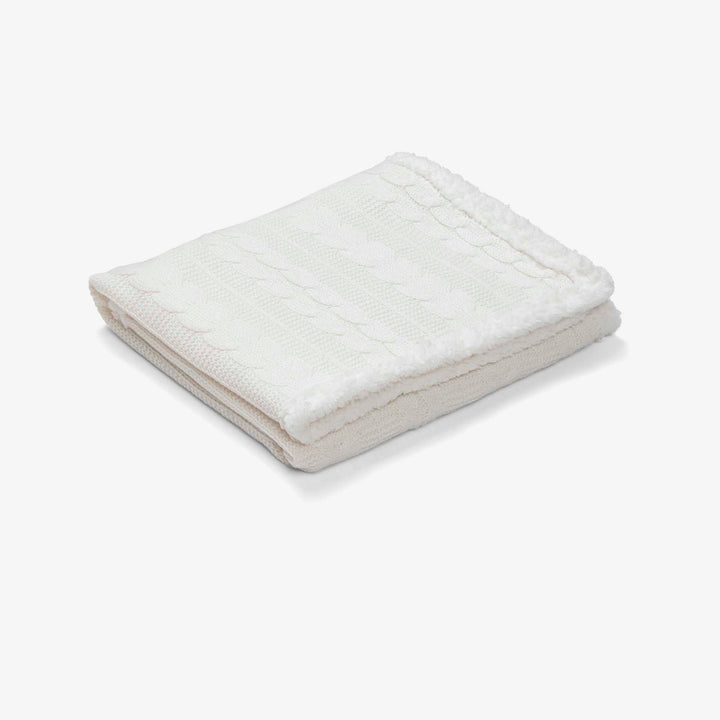 שמיכת צמות ופרווה דו-צדדית לעגלה שמנת