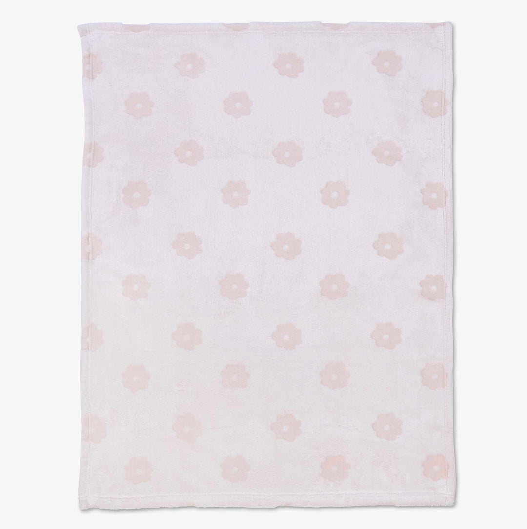 שמיכת קורל פליז לעגלה פרחים ורוד