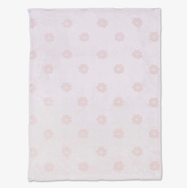 שמיכת קורל פליז לעגלה פרחים ורוד