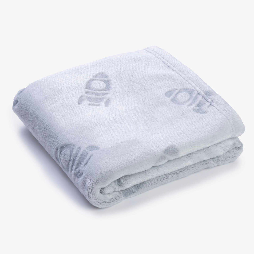 שמיכת קורל פליז לעגלה חלליות תכלת